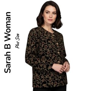 Sarah B Woman | Floral Jacket With Embroidery | Gold & Black | Plus Size 1X